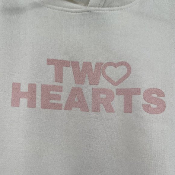Two Hearts Long Sleeve Hoodie Sweatshirt White Graphic Size S NWOT - Picture 3 of 6